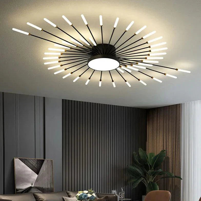 Black LED Modern Flush Ceiling Lights for Living Room - Rebooters