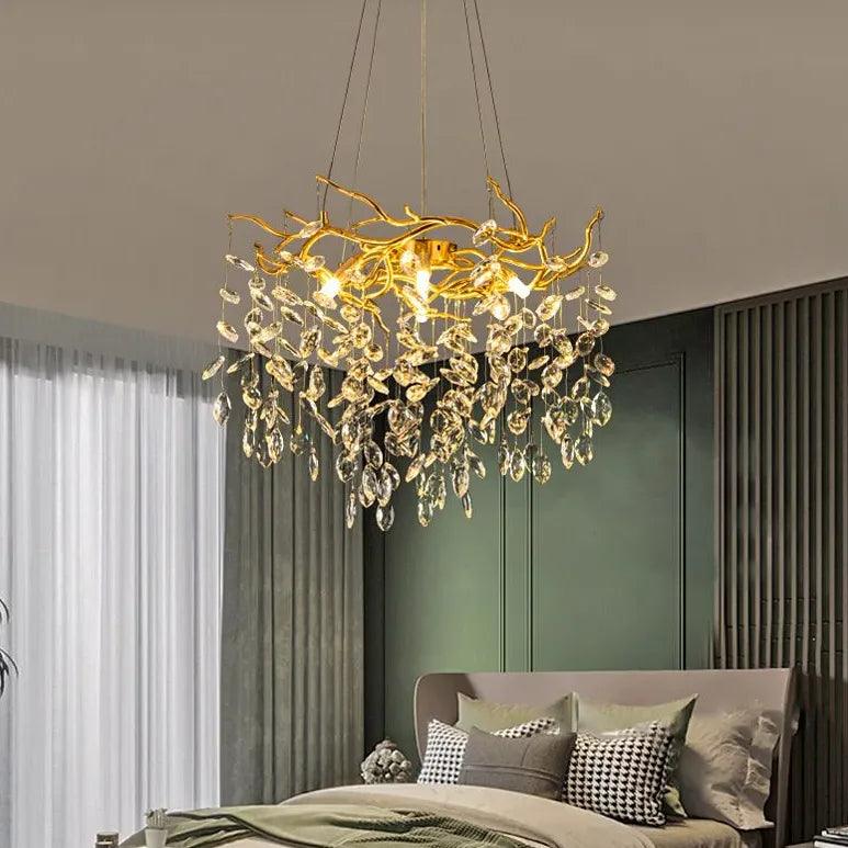 Golden Branch Shaped Luxurious Crystal Chandelier for Home | Rebooters - Rebooters