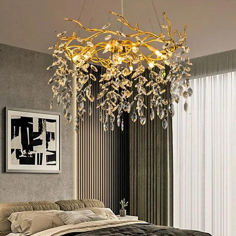 Golden Branch Shaped Luxurious Crystal Chandelier for Home | Rebooters - Rebooters