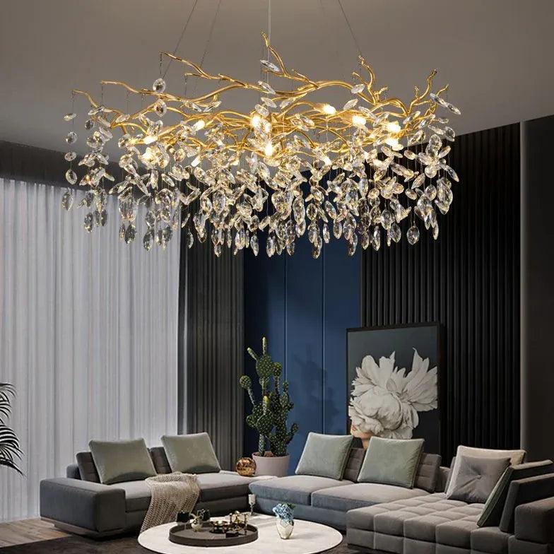 Golden Branch Shaped Luxurious Crystal Chandelier for Home | Rebooters - Rebooters