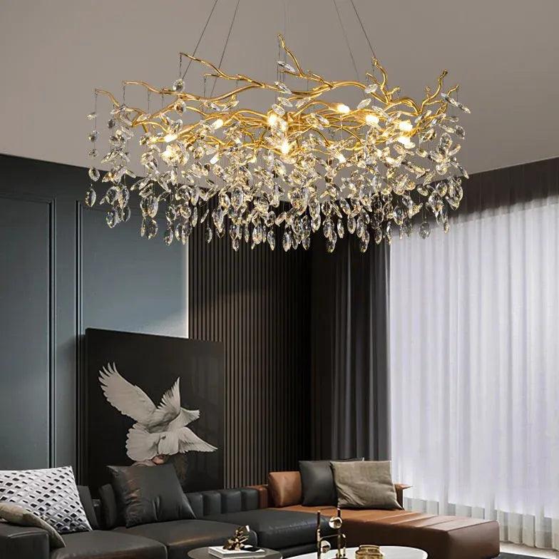 Golden Branch Shaped Luxurious Crystal Chandelier for Home | Rebooters - Rebooters