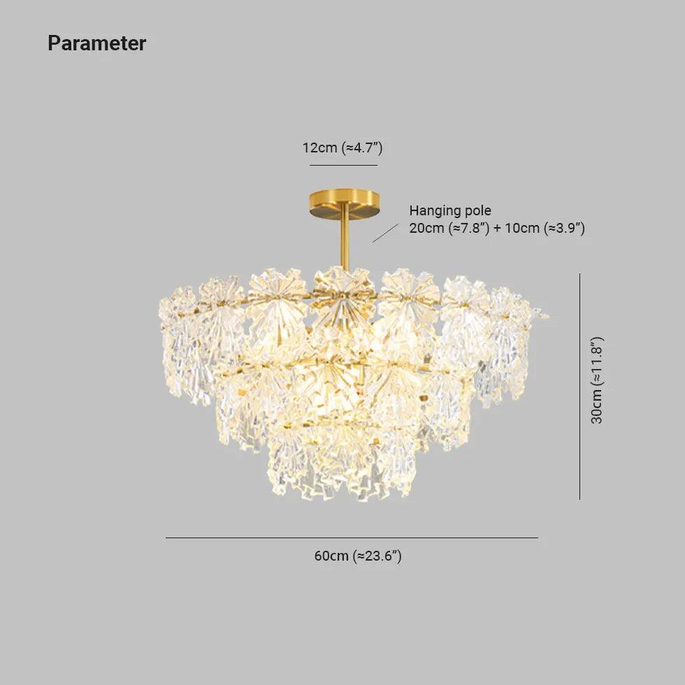 Snowflakes Multilayer Glass Gold Chandelier for Home Decor | Rebooters - Rebooters