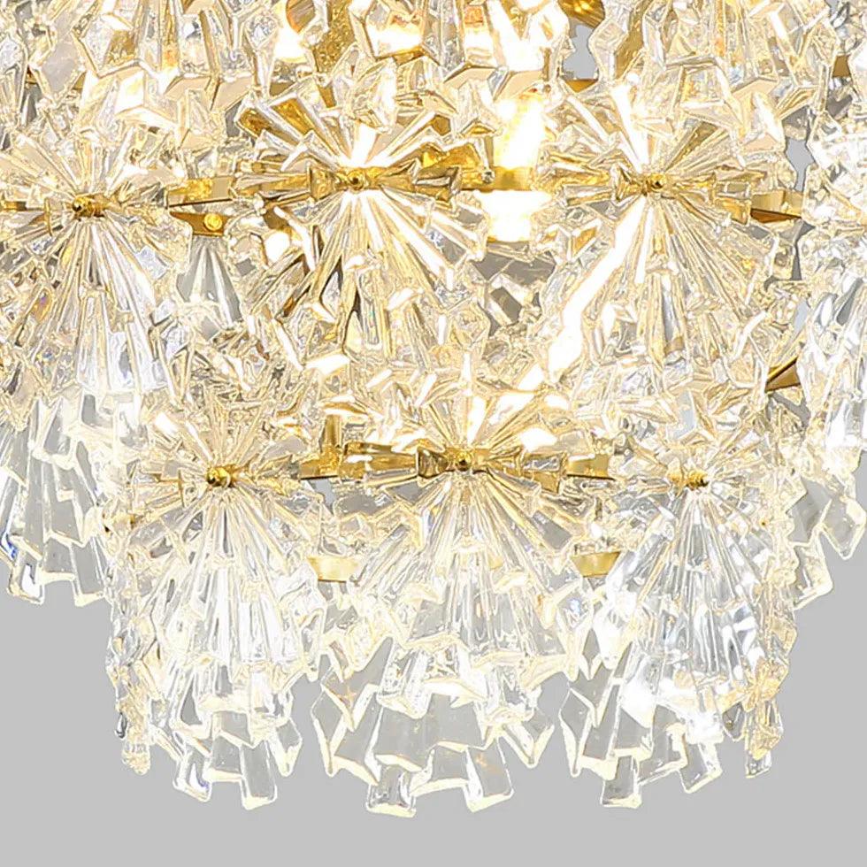 Snowflakes Multilayer Glass Gold Chandelier for Home Decor | Rebooters - Rebooters