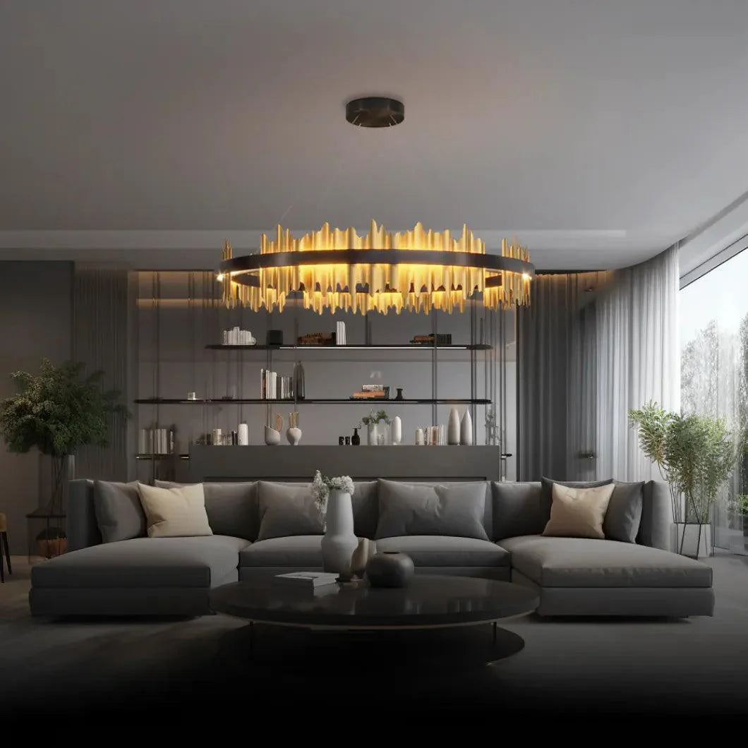 Double Vertical Stripes Industrial LED Chandelier for Homes | Rebooters - Rebooters