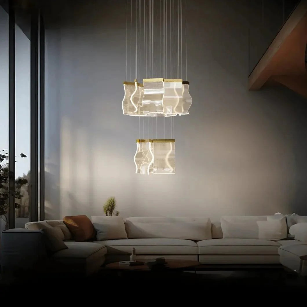 Square Stacking for Living Room Modern Chandelier Light | Rebooters - Rebooters