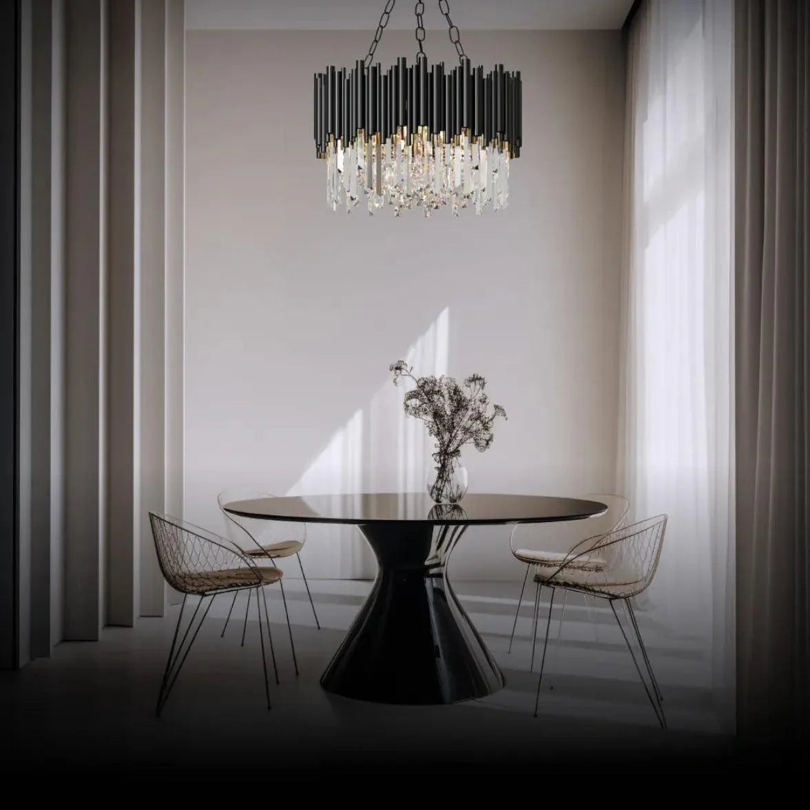 Wrinkled Crystal Black Industrial Chandelier for Home Decor | Rebooters - Rebooters