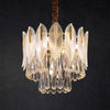 Crystal Leaf Adorned Golden Modern Chandelier Light Fixture | Rebooters - Rebooters