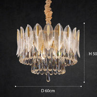 Crystal Leaf Adorned Golden Modern Chandelier Light Fixture | Rebooters - Rebooters