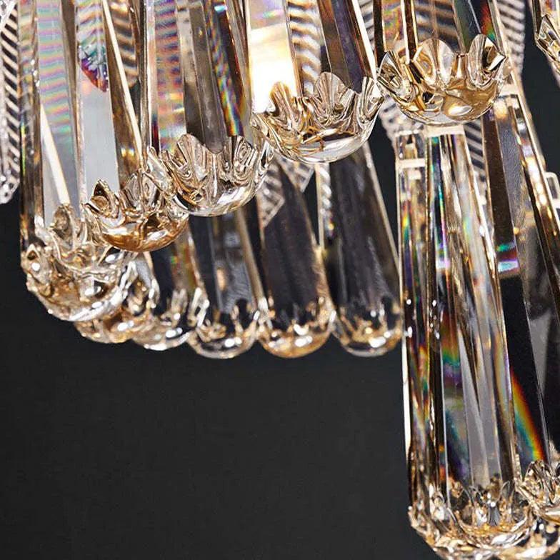 Crystal Leaf Adorned Golden Modern Chandelier Light Fixture | Rebooters - Rebooters