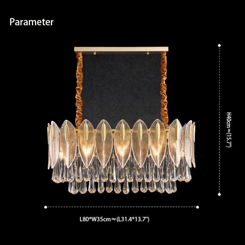 Crystal Leaf Adorned Golden Modern Chandelier Light Fixture | Rebooters - Rebooters