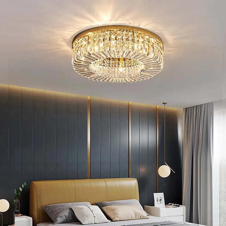 Concave Folds Crystal Flush Ceiling Lights for Living Room - Rebooters