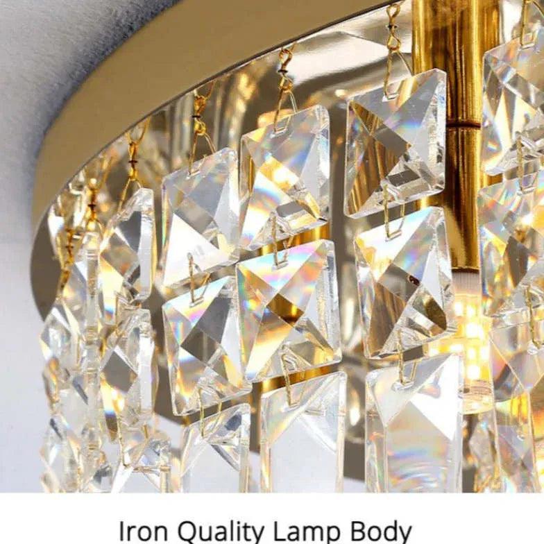 Concave Folds Crystal Flush Ceiling Lights for Living Room - Rebooters