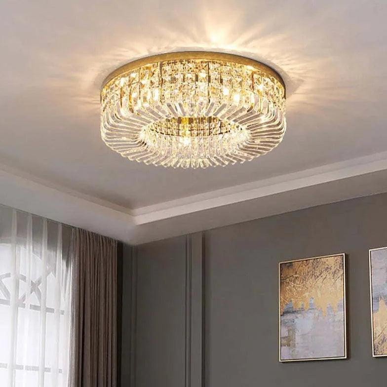 Concave Folds Crystal Flush Ceiling Lights for Living Room - Rebooters