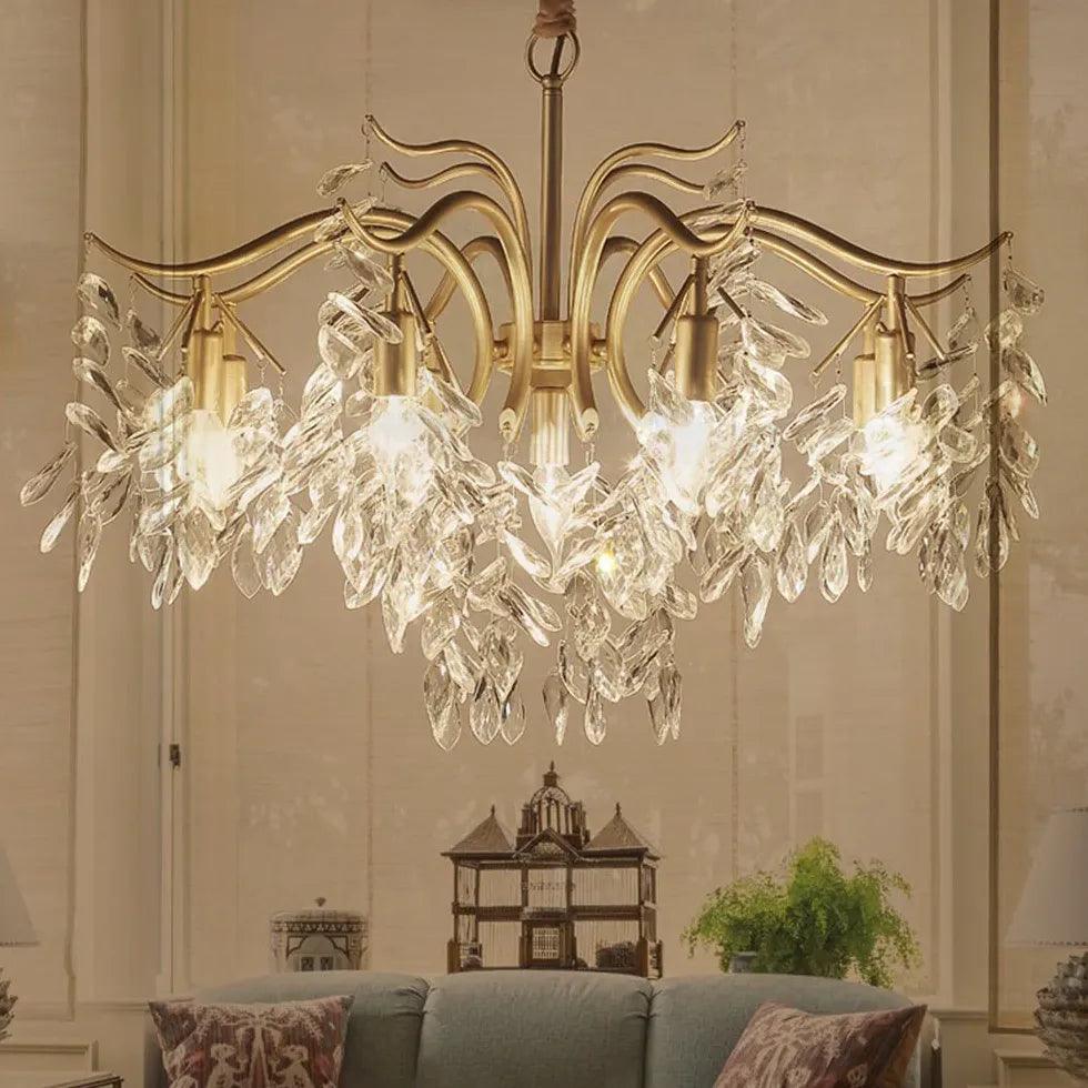 Crystal Leaves Multi-Light Vintage Luxury Chandelier Design | Rebooters - Rebooters