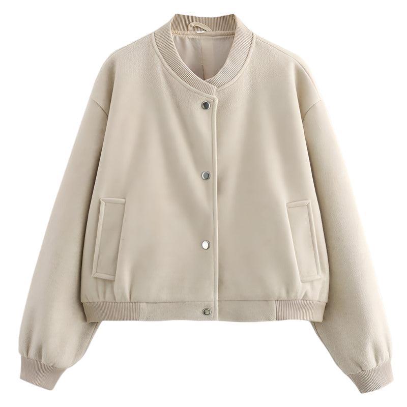 Womens Chic Minimalist Bomber Jacket Effortless Casual Style - Rebooters