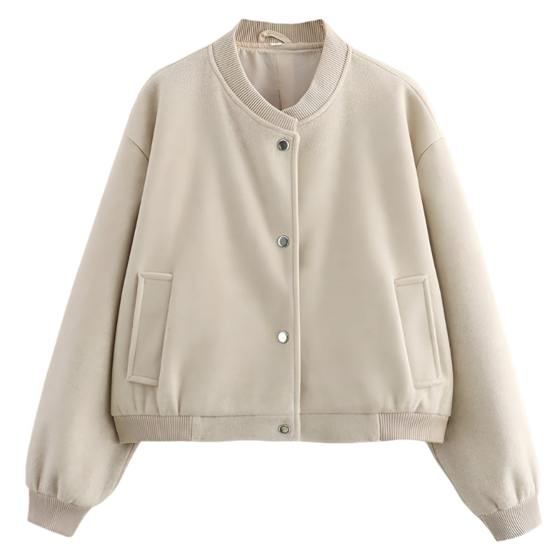 Womens Chic Minimalist Bomber Jacket Effortless Casual Style - Rebooters