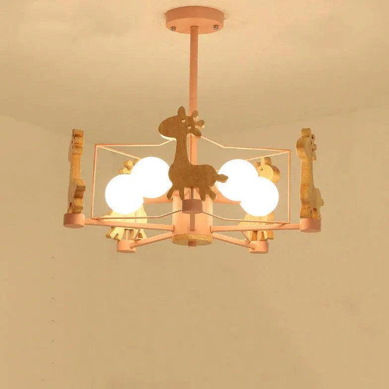 Giraffes Led Semi-flush Light Wood Modern Ceiling Fixture - Rebooters