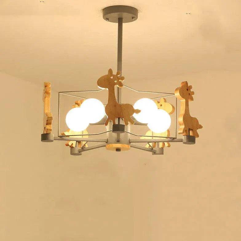Giraffes Led Semi-flush Light Wood Modern Ceiling Fixture - Rebooters