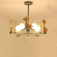 Giraffes Led Semi-flush Light Wood Modern Ceiling Lamp - Rebooters