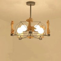 Giraffes Led Semi-flush Light Wood Modern Ceiling Fixture - Rebooters