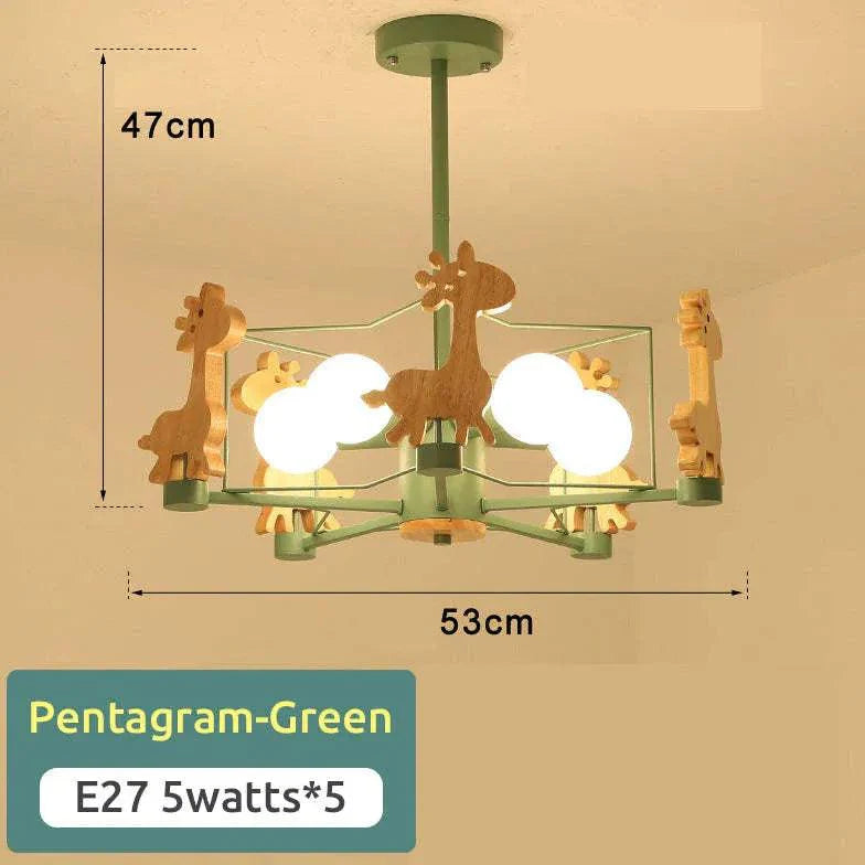 Giraffes Led Semi-flush Light Wood Modern Ceiling Lamp - Rebooters