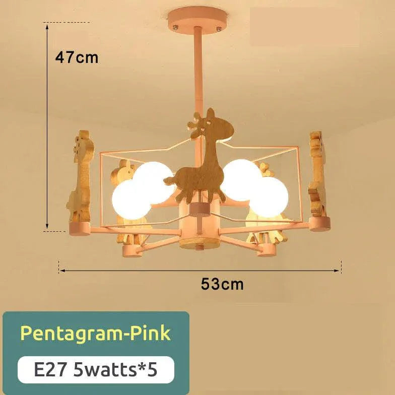 Giraffes Led Semi-flush Light Wood Modern Ceiling Lamp - Rebooters