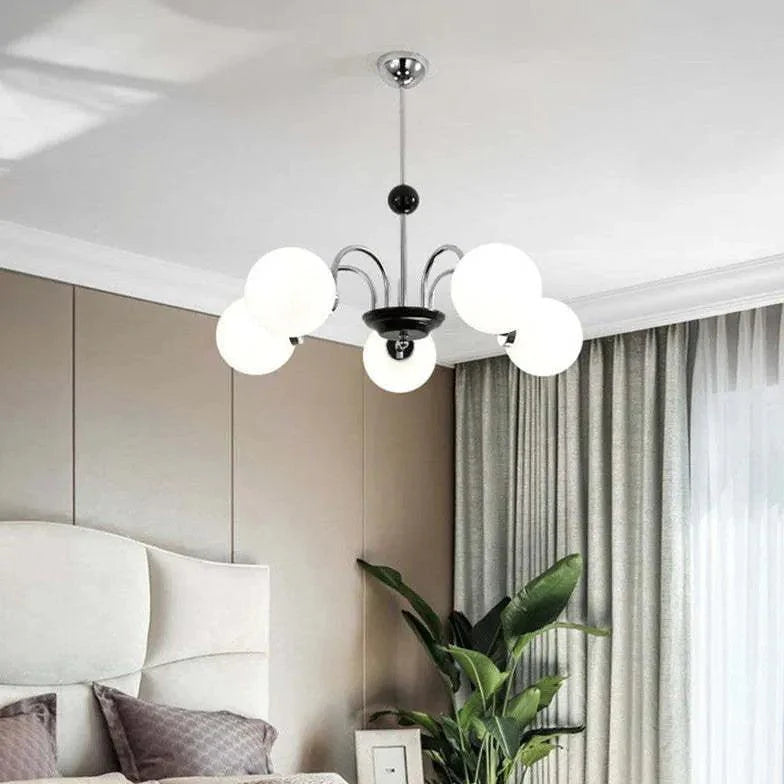 Adjustable White Glass Modern Chandelier for Stylish Lighting | Rebooters - Rebooters