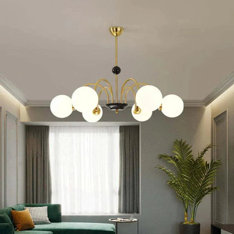 Adjustable White Glass Modern Chandelier for Stylish Lighting | Rebooters - Rebooters