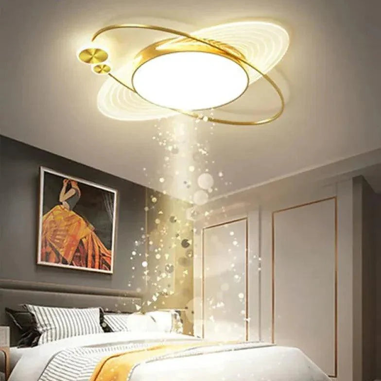 Black Metal Ring Bedroom Flush Ceiling Lights 22.8 Inch - Rebooters