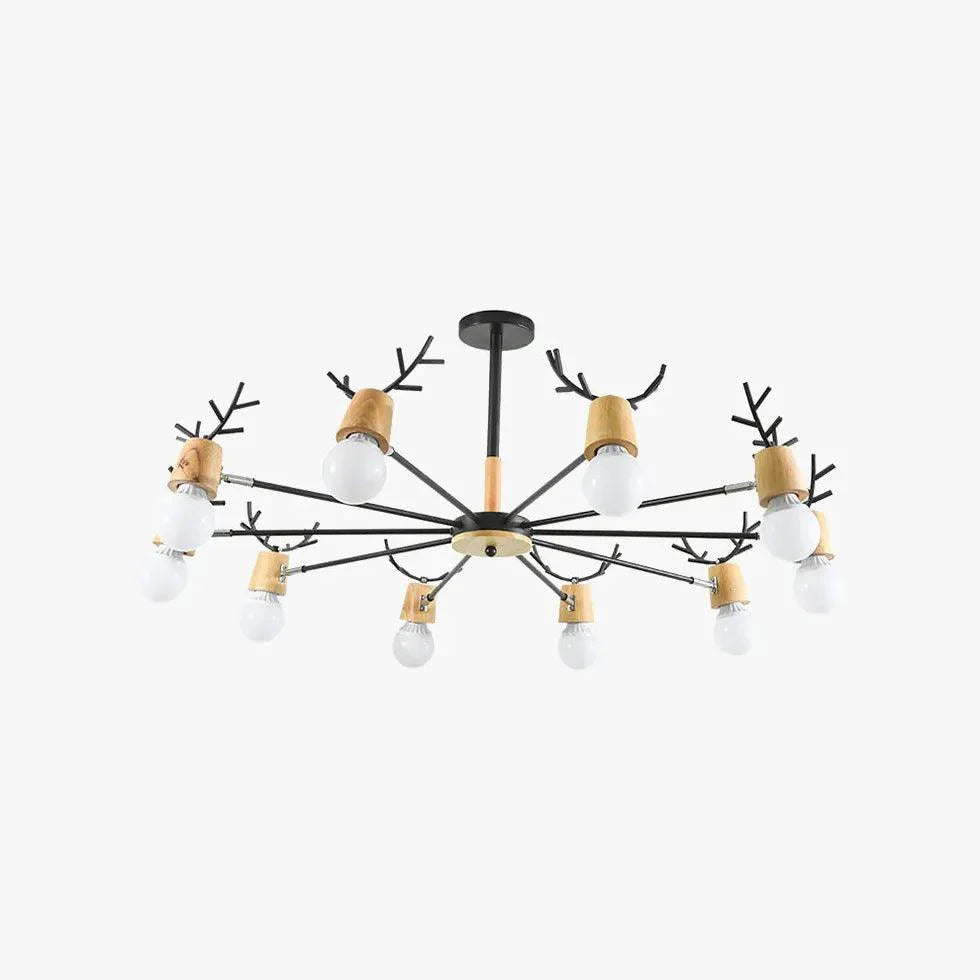 Multi-Armed Deer Head Wooden Chandelier for Stylish Decor | Rebooters - Rebooters