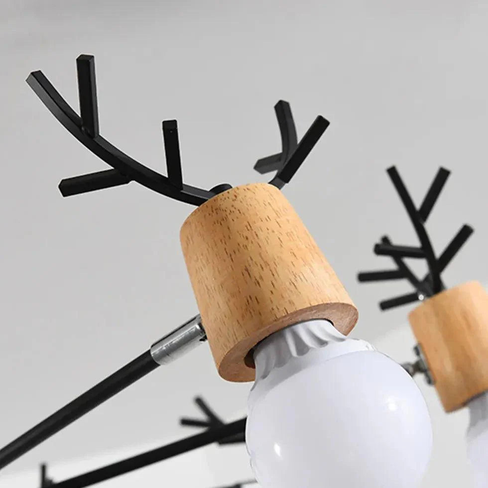 Multi-Armed Deer Head Wooden Chandelier for Stylish Decor | Rebooters - Rebooters