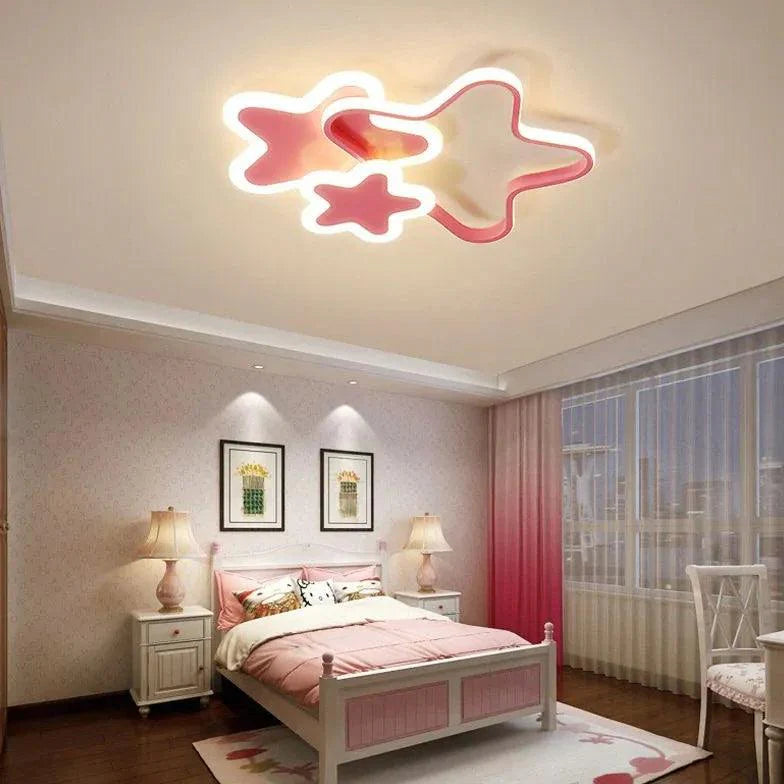 Pink Star Bedroom LED Flush Ceiling Lights for Kids Room - Rebooters