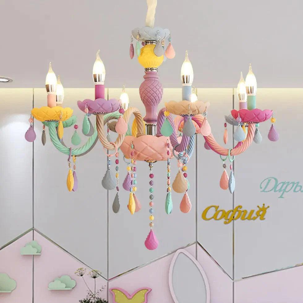 Colorful Cartoon Style Candle Holder Bedroom Chandelier Lamp | Rebooters - Rebooters