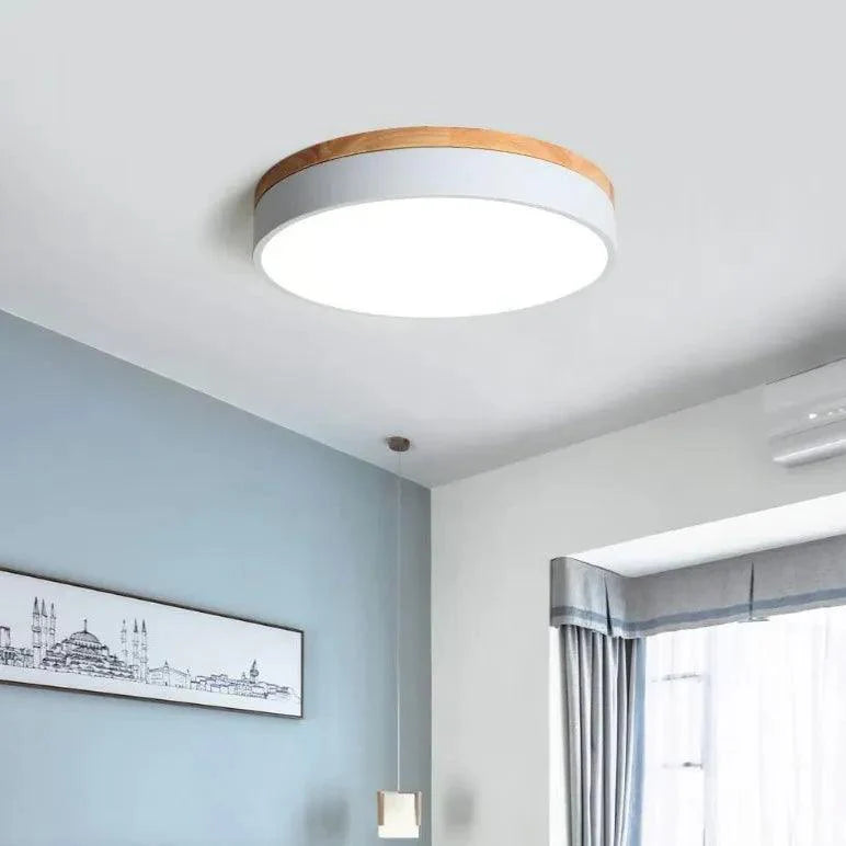 Drum Shaped Bedroom LED Flush Ceiling Lights in Morandi Style - Rebooters