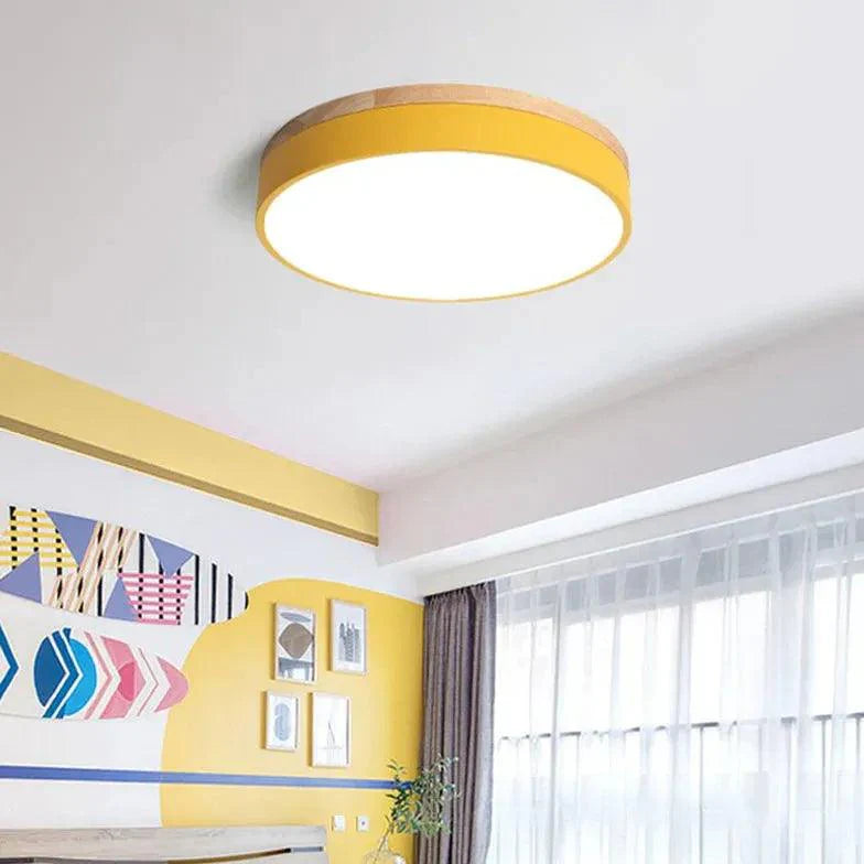 Drum Shaped Bedroom LED Flush Ceiling Lights in Morandi Style - Rebooters