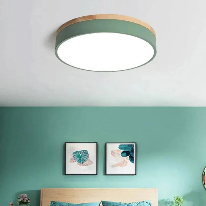 Drum Shaped Bedroom LED Flush Ceiling Lights in Morandi Style - Rebooters