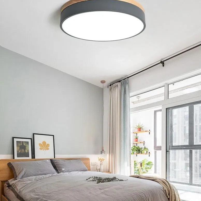 Drum Shaped Bedroom LED Flush Ceiling Lights in Morandi Style - Rebooters