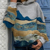 Womens Scenic Mountain-Print Hooded Sweatshirt for Comfort - Rebooters