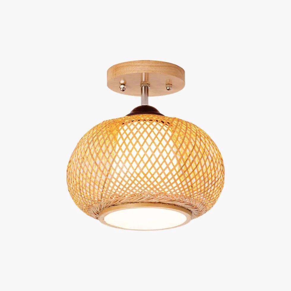 Trapezoid Lantern Rattan Flush Ceiling Lights for Home Decor - Rebooters