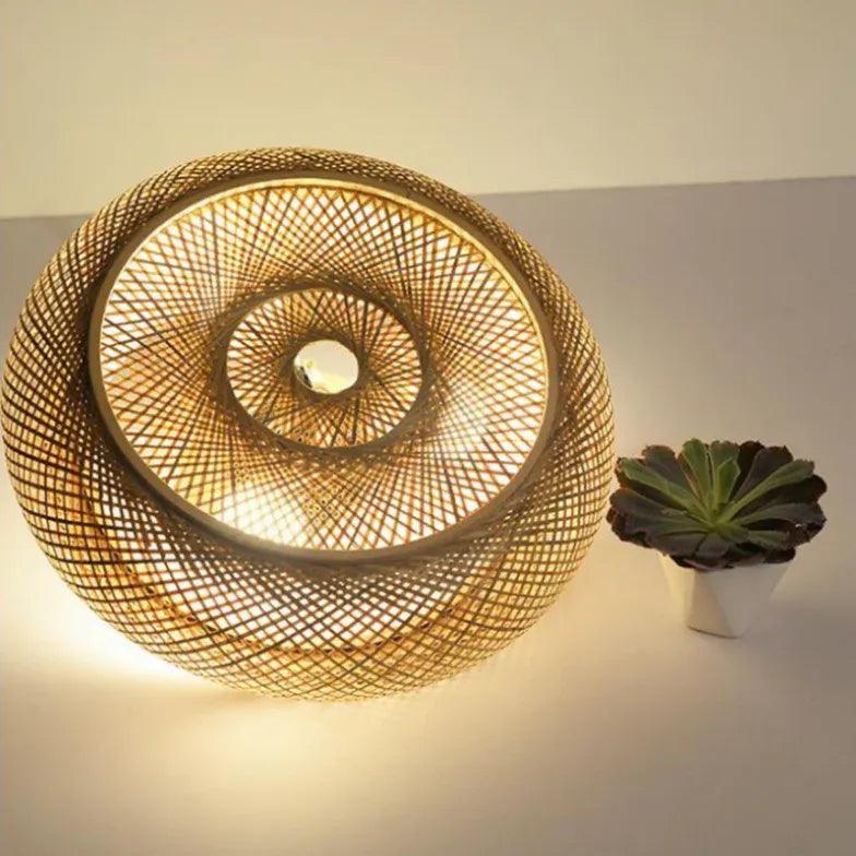 Close Weaving Floor Lamp Flush Ceiling Lights Rattan Design - Rebooters