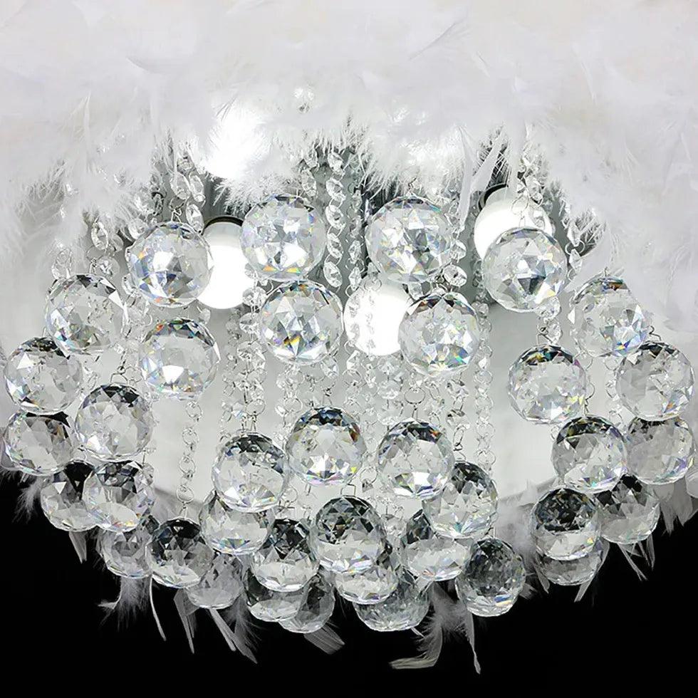 Elegant White Feather Crystal Bedroom Chandelier Light | Rebooters - Rebooters