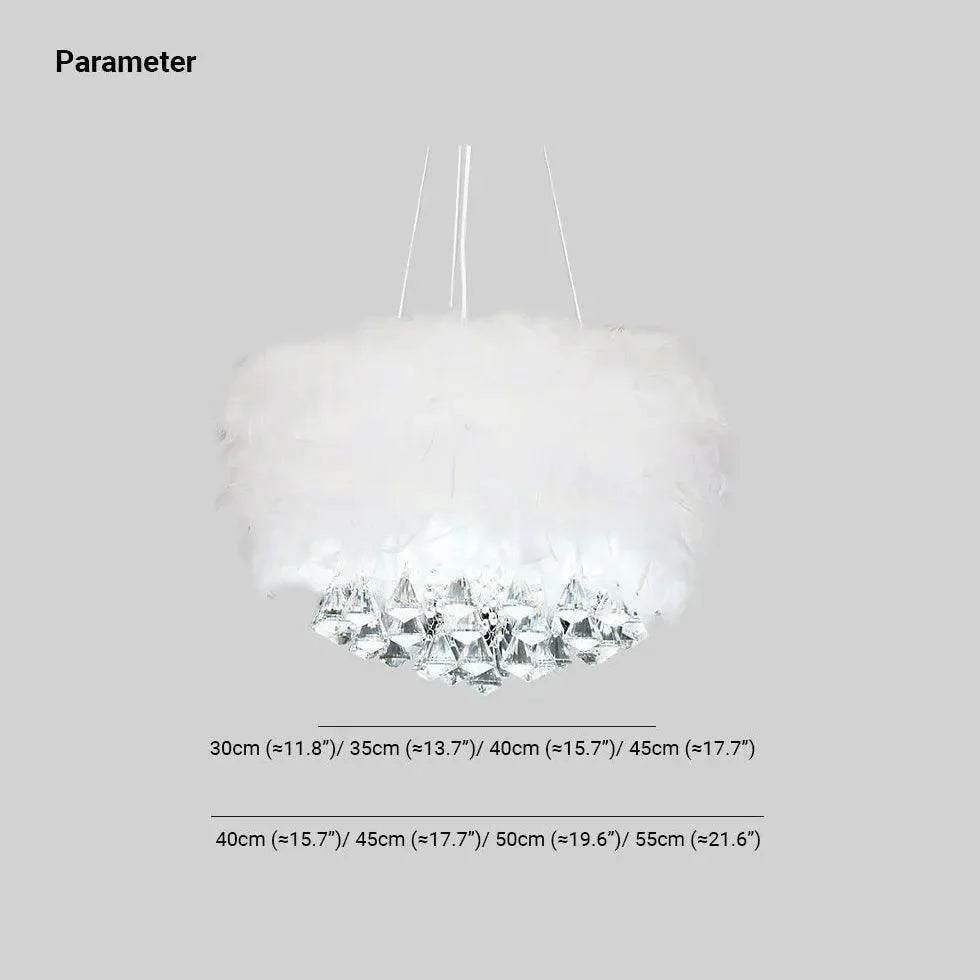 Elegant White Feather Crystal Bedroom Chandelier Light | Rebooters - Rebooters