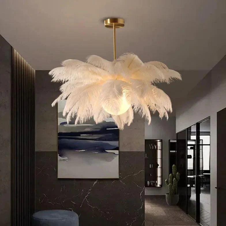 Feather Decor Design Modern White Pendant Light Chandelier | Rebooters - Rebooters