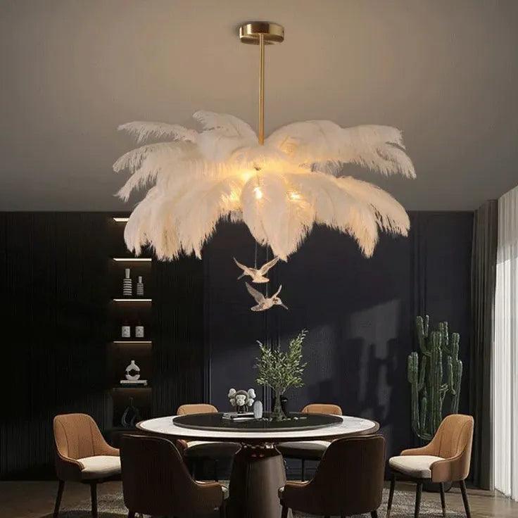 Feather Decor Design Modern White Pendant Light Chandelier | Rebooters - Rebooters