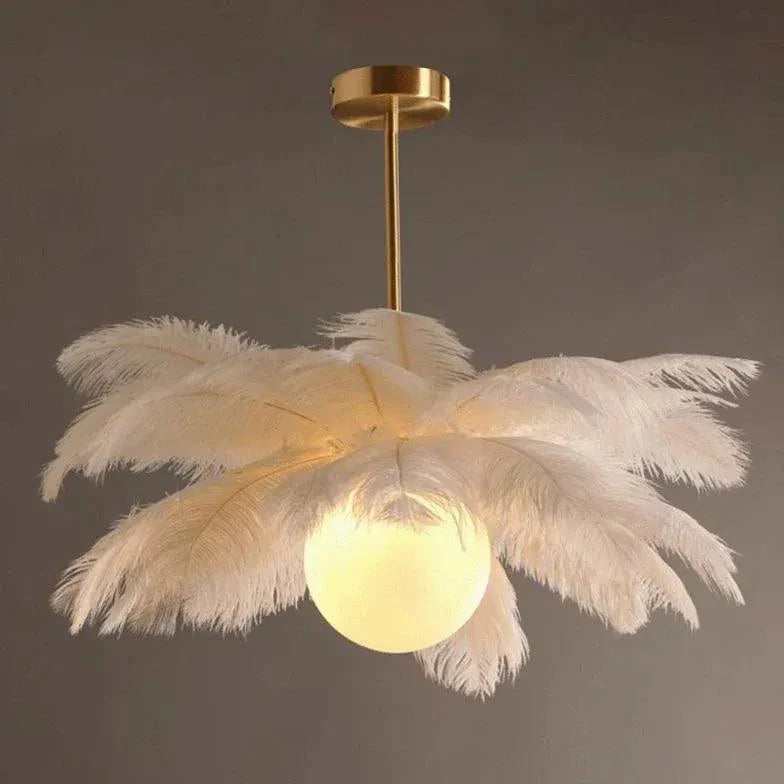 Feather Decor Design Modern White Pendant Light Chandelier | Rebooters - Rebooters