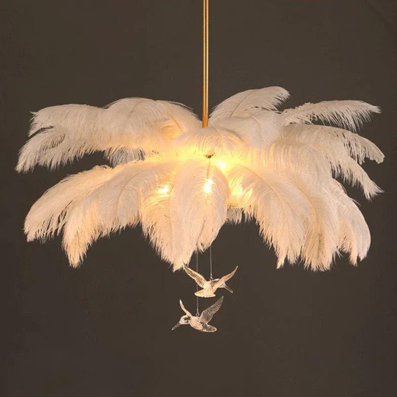 Feather Decor Design Modern White Pendant Light Chandelier | Rebooters - Rebooters