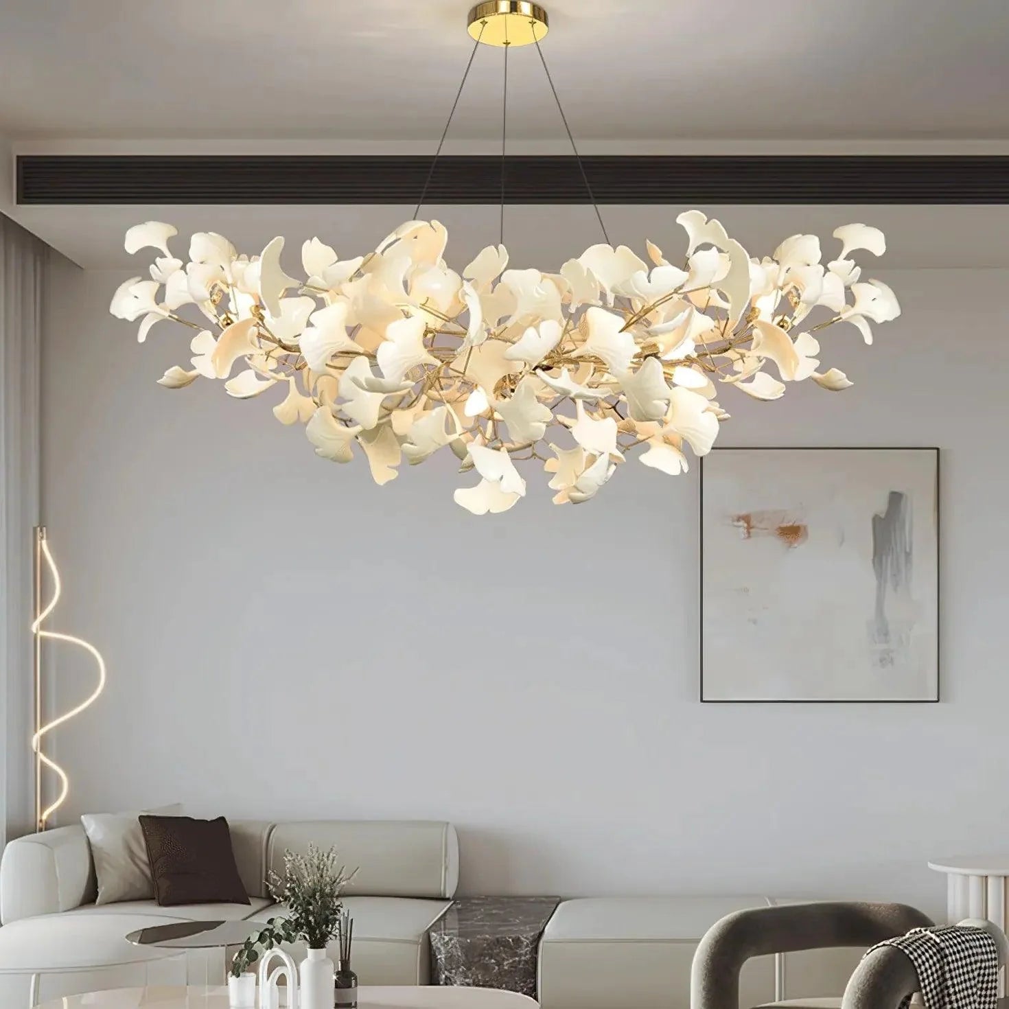 Ginkgo Leaf Shape Modern White LED Pendant Light Fixture | Rebooters - Rebooters