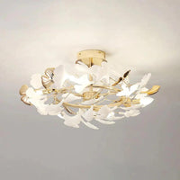 Ginkgo Leaf Gold Modern Flush Ceiling Lights for Living Room - Rebooters