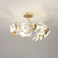 Ginkgo Leaf Gold Modern Flush Ceiling Lights for Living Room - Rebooters