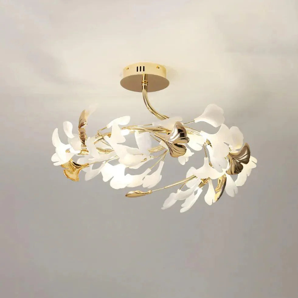 Ginkgo Leaf Gold Modern Flush Ceiling Lights for Home Decor - Rebooters